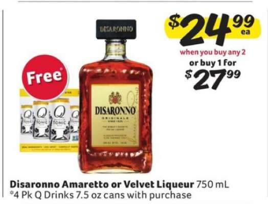 Disaronno Amaretto or Velvet Liqueur