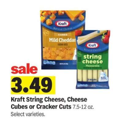 Kraft String Cheese, Cheese Cubes or Cracker Cuts