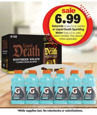 Gatorade or Liquid Death Sparkling Water