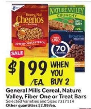General Mills Cereal, Nature Valley, Fiber One or Treat Bars