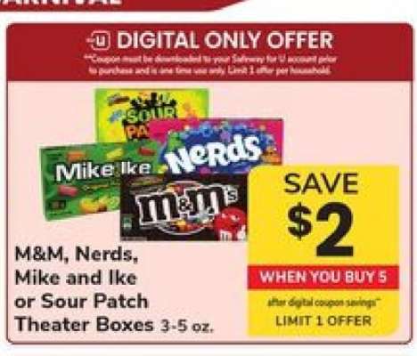 M&M, Nerds, Mike and Ike or Sour Patch Theater Boxes