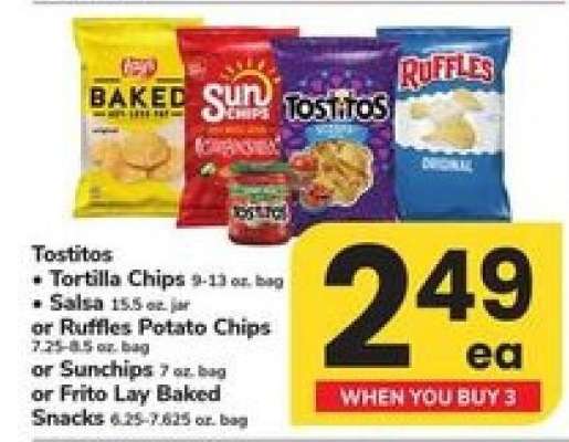 Tostitos, Salsa, Ruffles, Sunchips, Frito Lay Baked Snacks