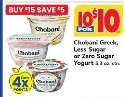 Chobani Greek, Less Sugar or Zero Sugar Yogurt