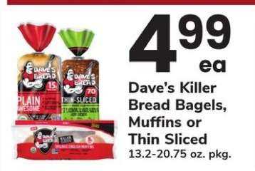 Dave's Killer Bread Bagels, Muffins or Thin Sliced