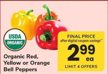 ORGANIC RED, YELLOW OR ORANGE BELL PEPPERS