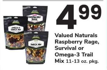 Valued Naturals Raspberry Rage, Survival or Omega 3 Trail Mix