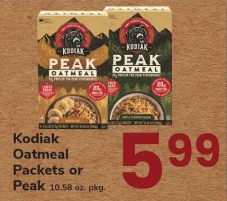 Kodiak Oatmeal Packets or Peak