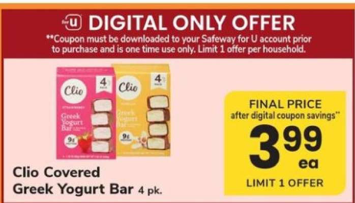 Clio Covered Greek Yogurt Bar