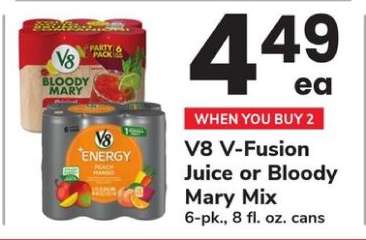 V8 V-Fusion Juice or Bloody Mary Mix