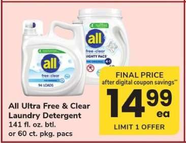 All Ultra Free & Clear Laundry Detergent