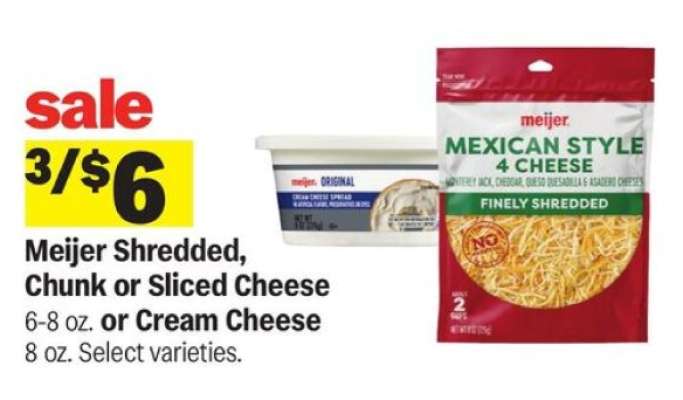 Meijer Shredded, Chunk or Sliced Cheese or Cream Cheese