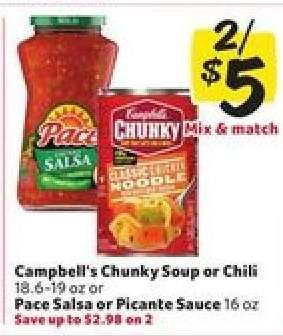 Campbell's Chunky Soup or Chili / Pace Salsa or Picante Sauce