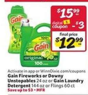 Gain Fireworks or Downy Unstopables or Gain Laundry Detergent