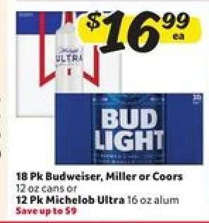 Budweiser, Miller, Coors, Michelob Ultra