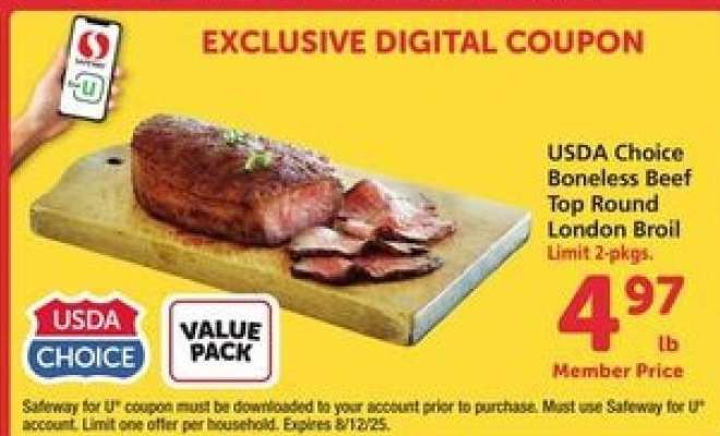 USDA Choice Boneless Beef Top Round London Broil