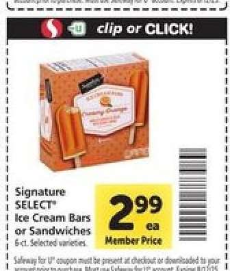 Signature SELECT Ice Cream Bars or Sandwiches
