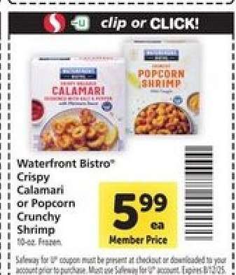 Waterfront Bistro Crispy Calamari or Popcorn Crunchy Shrimp