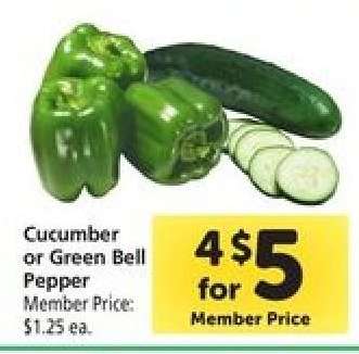 Cucumber or Green Bell Pepper