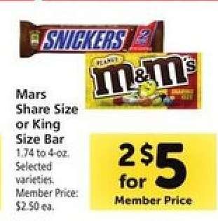 Mars Share Size or King Size Bar