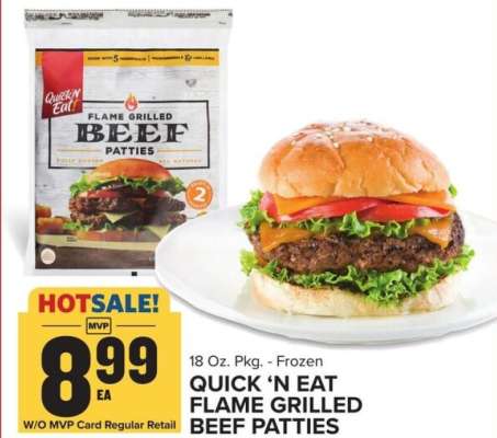 QUICK ‘N EAT FLAME GRILLED BEEF PATTIES
