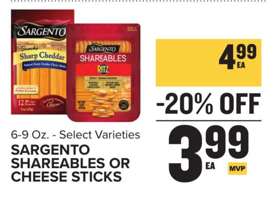 SARGENTO SHAREABLES OR CHEESE STICKS