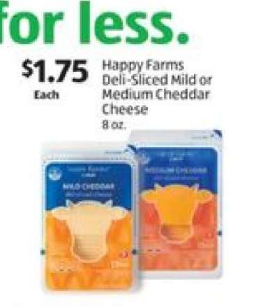 Happy Farms Deli-Sliced Mild or Medium Cheddar Cheese