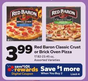 Red Baron Classic Crust or Brick Oven Pizza