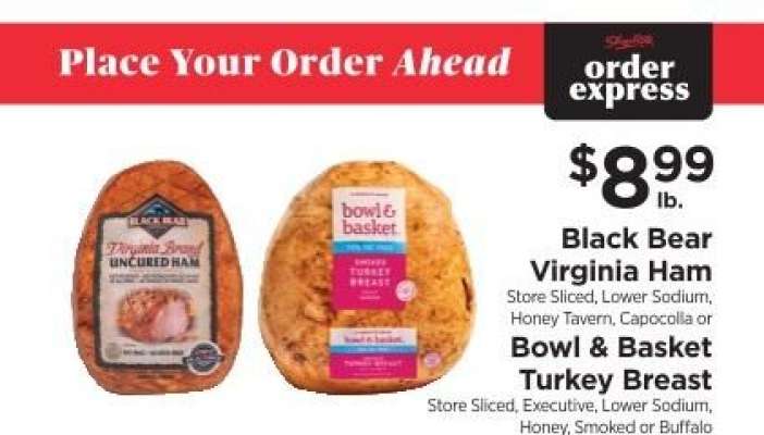 Black Bear Virginia Ham or Bowl & Basket Turkey Breast