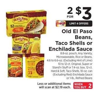 Old El Paso Beans, Taco Shells or Enchilada Sauce