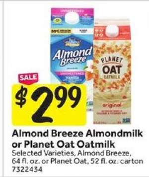 Almond Breeze Almondmilk or Planet Oat Oatmilk