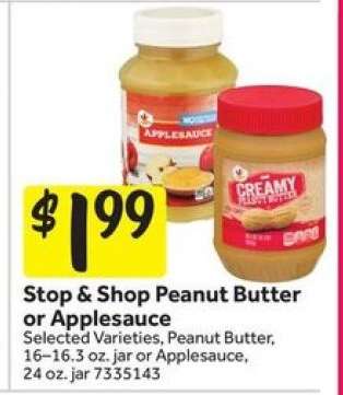 Stop & Shop Peanut Butter or Applesauce