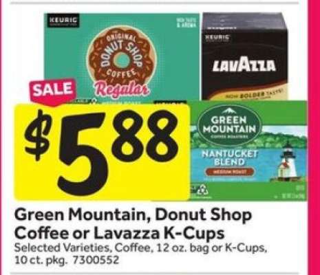 Green Mountain, Donut Shop Coffee or Lavazza K-Cups
