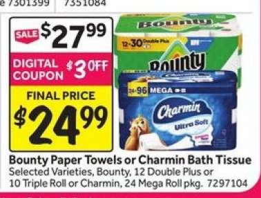 Bounty Paper Towels or Charmin Bath Tissue