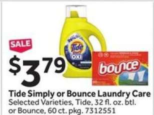 Tide Simply or Bounce Laundry Care