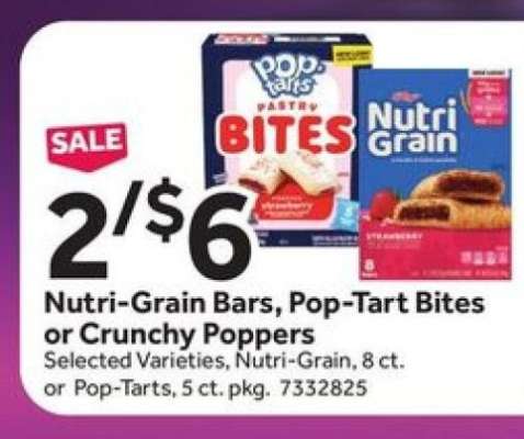 Nutri-Grain Bars, Pop-Tart Bites or Crunchy Poppers