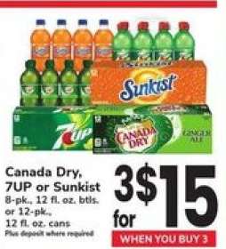 Canada Dry, 7UP or Sunkist