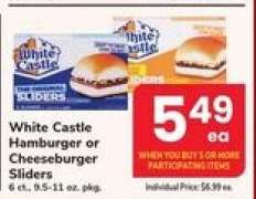 White Castle Hamburger or Cheeseburger Sliders