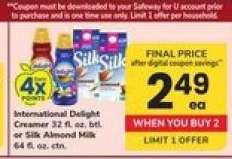International Delight Creamer or Silk Almond Milk