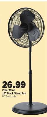 Polar Wind 16" Black Stand Fan