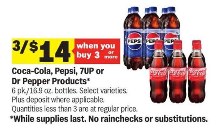Coca-Cola, Pepsi, 7UP or Dr Pepper Products*