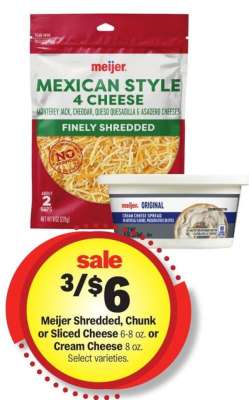 Meijer Shredded, Chunk or Sliced Cheese or Cream Cheese