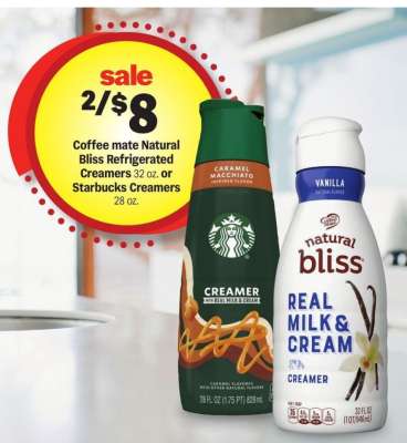 Coffee mate Natural Bliss Refrigerated Creamers or Starbucks Creamers