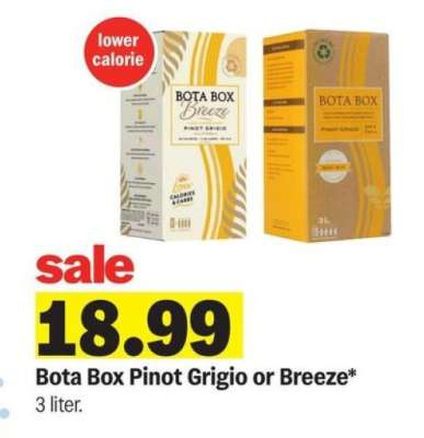Bota Box Pinot Grigio or Breeze