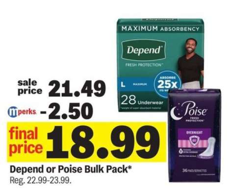 Depend or Poise Bulk Pack*