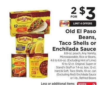 Old El Paso Beans, Taco Shells or Enchilada Sauce