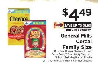 General Mills Cereal Family Size