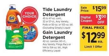 Tide or Gain Laundry Detergent