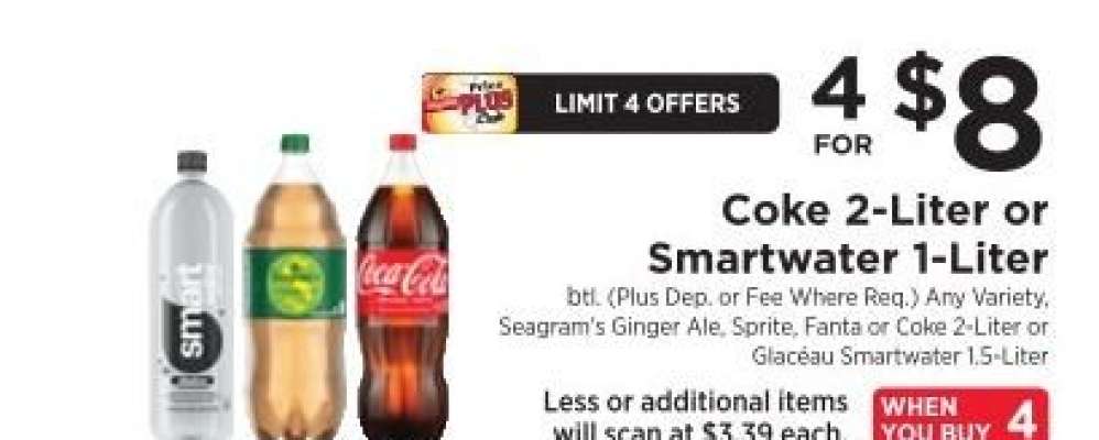 Coke 2-Liter or Smartwater 1-Liter