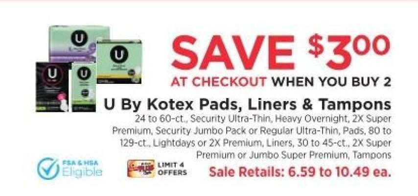 U by Kotex Pads, Liners, Tampons