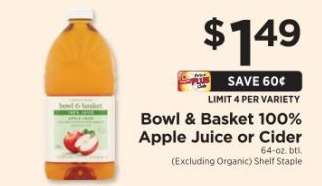 Bowl & Basket 100% Apple Juice or Cider